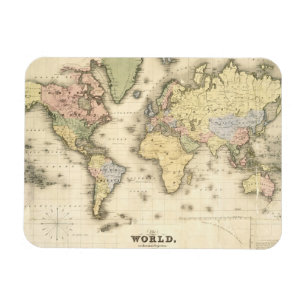 The World on Mercator's Projection   1840 Magnet