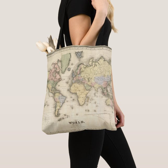 The World on Mercator's Projection | 1840 Tote Bag (Close Up)