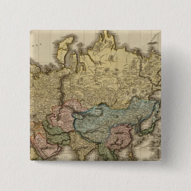 The World on Mercator's projection, eastern part 2 Inch Square Button (Front)