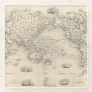 The World On Mercator's Projection Glass Coaster