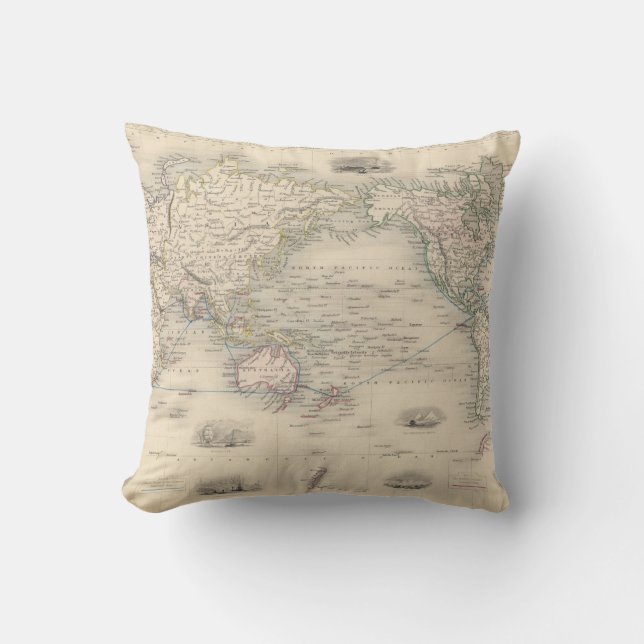 The World On Mercator's Projection Throw Pillow (Front)