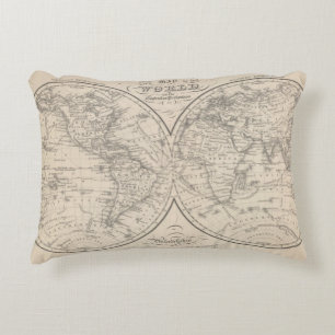 The World on the Globular Projection Decorative Pillow