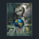 "The World" Postcard<br><div class="desc">"The World" - this is my designated illustration for the 78 Tarot Nautical deck! I've chosen to interpret "The World" as a beautiful maiden standing in the sea, cradling the world in her hands. There are dangers afoot - sea monsters inspired by antique old world maps. This is my own...</div>
