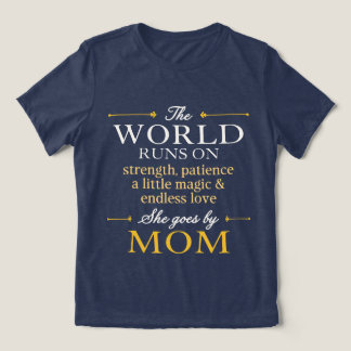 The World Runs On Love She Goes By Mom Navy Tri-Blend Shirt