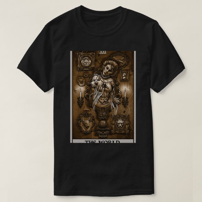 The World Tarot Card Victorian Ghost T-Shirt (Design Front)