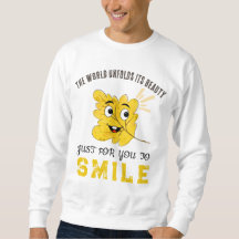The World Unfolds Its Beauty Smiling Leaf Crewneck