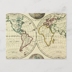 The World with continental boundaries Postcard