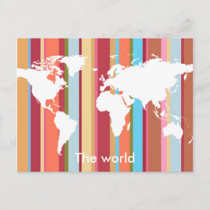 the world with vertical colour-stripes postcard