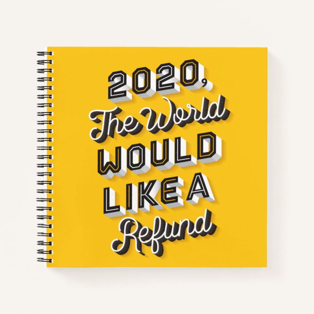 The World Would Like A Refund Sq Notebook (Front)