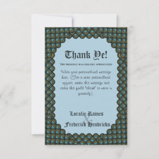 The World's A Stage Blue Scale Medieval Thank You Card