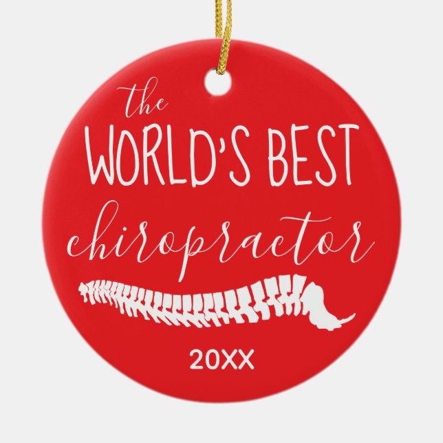 The World's Best Chiropractor Christmas Ceramic Or Ceramic Ornament (Front)