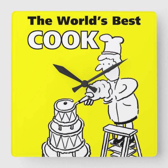 The World's Best Cook Square Wall Clock (Front)
