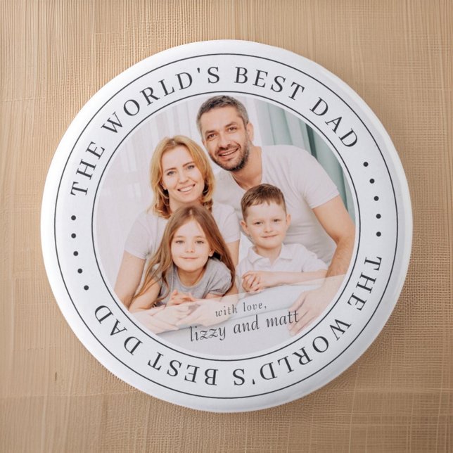 The World's Best Dad Classic Simple Photo 2 Inch Round Button (Creator Uploaded)
