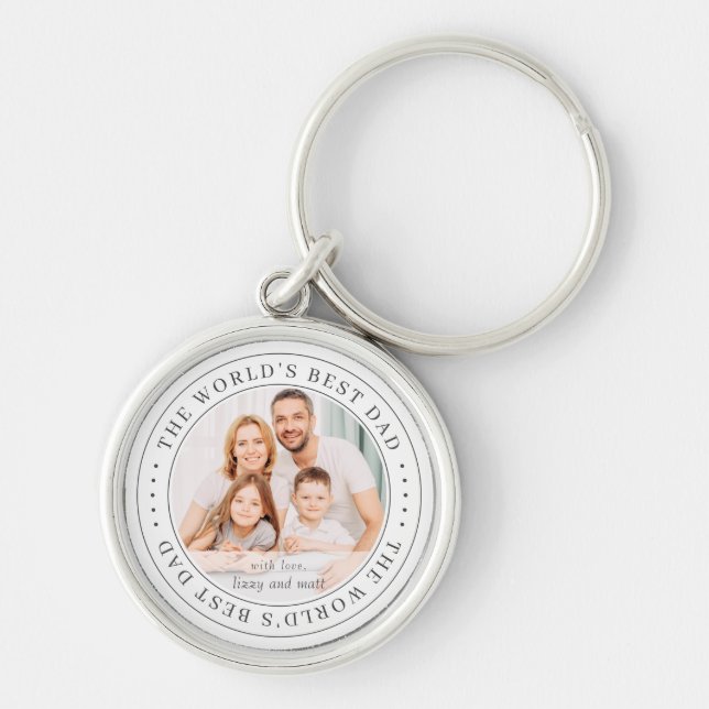 The World's Best Dad Classic Simple Photo Keychain (Front)
