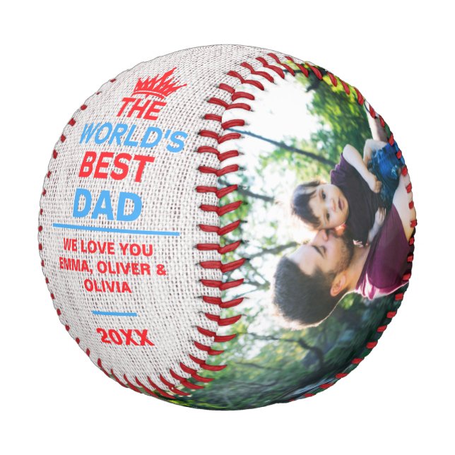 The World's Best Dad, Personalized 2 Photo Baseball (Angled)