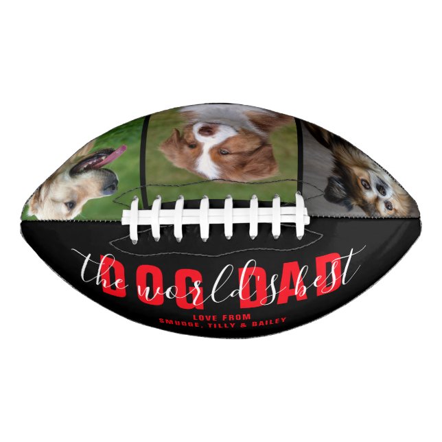 The World's Best DOG DAD Custom Pet Photo Football (Front)