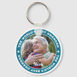 The World's Best Grandad Modern Photo Keepsake Keychain