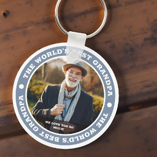 The World's Best Grandpa Modern Custom Photo Keychain