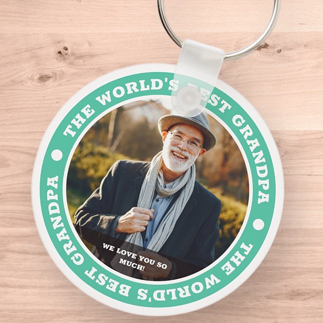 The World's Best Grandpa Modern Custom Photo Keychain (Creator Uploaded)