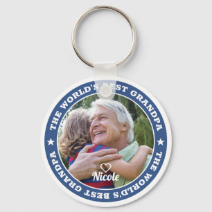 The World's Best Grandpa Modern Photo Keepsake Keychain