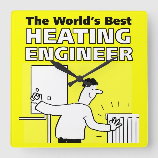 The World's Best Heating Engineer Square Wall Clock (Front)