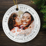 The World's Best Mom Classic Simple Photo Ceramic Ornament<br><div class="desc">This simple and classic design is composed of serif typography and add a custom photo.</div>