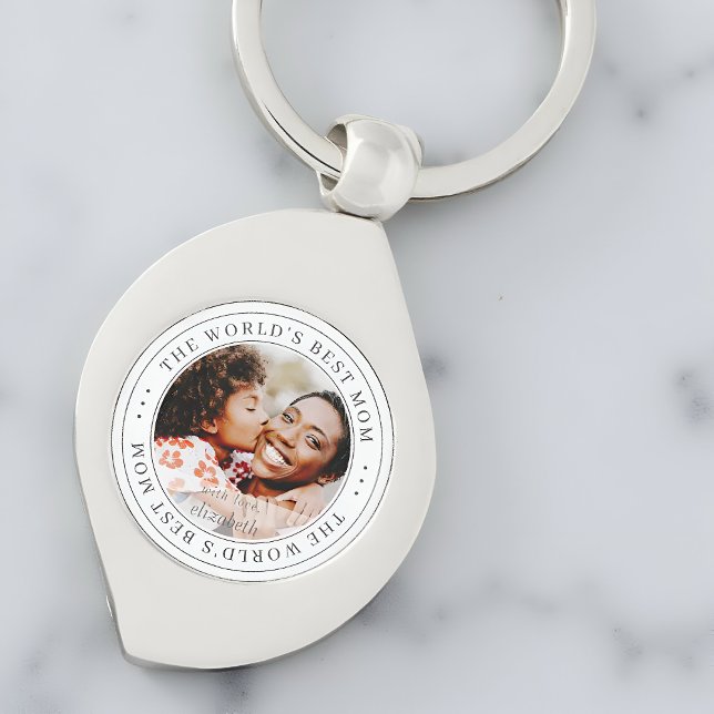 The World's Best Mom Classic Simple Photo Keychain (Creator Uploaded)