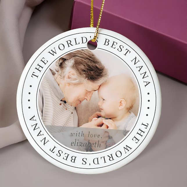 The World's Best Nana Classic Simple Photo Ceramic Ornament (Creator Uploaded)
