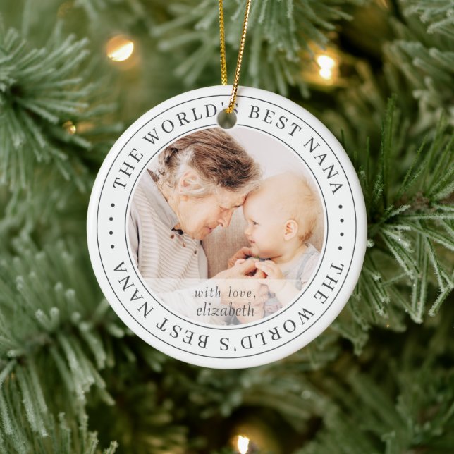 The World's Best Nana Classic Simple Photo Ceramic Ornament (Tree)
