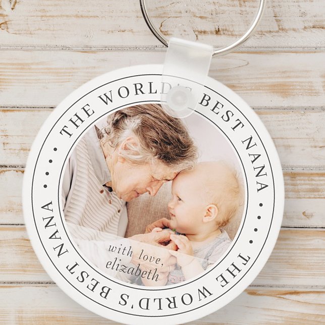 The World's Best Nana Classic Simple Photo Keychain (Creator Uploaded)