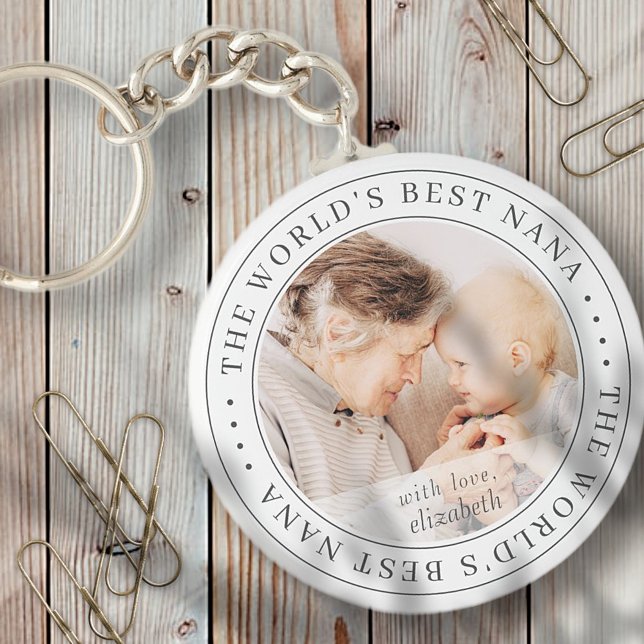 The World's Best Nana Classic Simple Photo Keychain (Creator Uploaded)