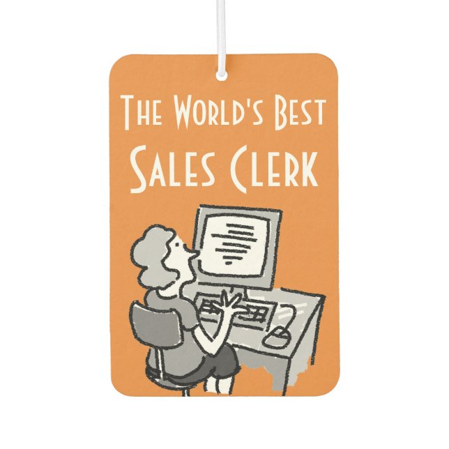 The World's Best Office Worker Sales Clerk Air Freshener (Front)