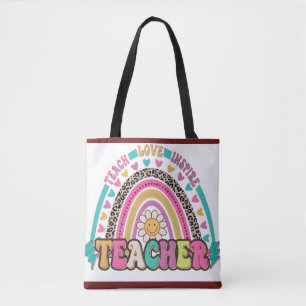 The "World's Best Teacher" Rainbow Tote Bag
