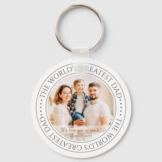The World's Greatest Dad Modern Classic Photo Keychain (Front)