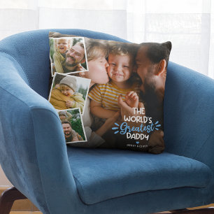 The World's Greatest Daddy 4 Photo Throw Pillow