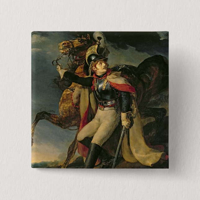 The Wounded Cuirassier, 1814 2 Inch Square Button (Front)