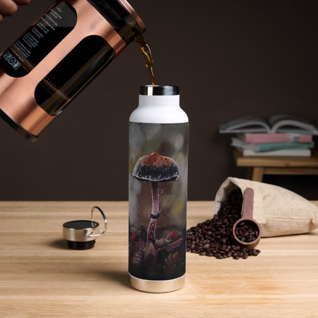 The Wounded Mushroom Mini Water Bottle (Coffee (Rotated))
