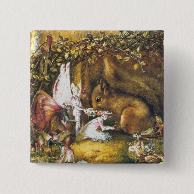 The Wounded Squirrel 2 Inch Square Button (Front)