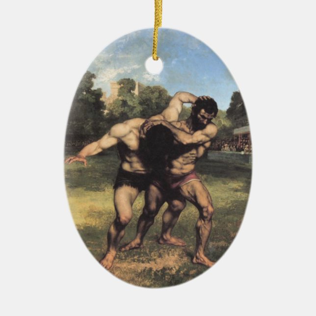 The Wrestlers Ceramic Ornament (Front)