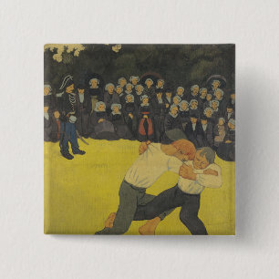 The Wrestling Bretons, c.1893 2 Inch Square Button