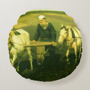 The writer Lev Nikolaevich Tolstoy Round Pillow