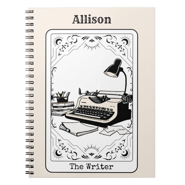 The Writer Tarot Card Personalized Author Notebook (Front)