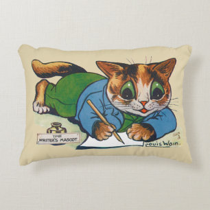 The Writer's Mascot Cat, Louis Wain Accent Pillow