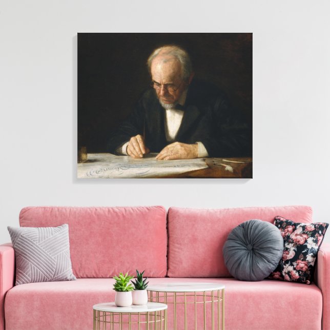 The Writing Master by Thomas Eakins Canvas Print (Insitu(LivingRoom))