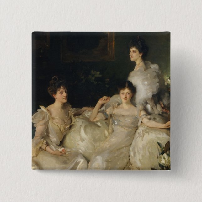 The Wyndham Sisters 2 Inch Square Button (Front)