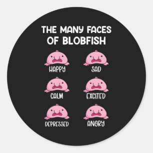 The Y Faces Of A Blobish Blob Fish Classic Round Sticker