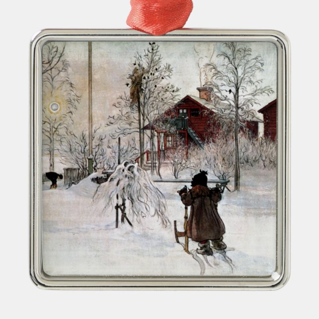 The Yard and Wash-House, Carl Larsson Metal Ornament (Front)