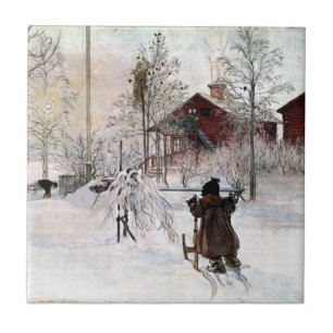 The Yard and Wash-House, Carl Larsson Tile
