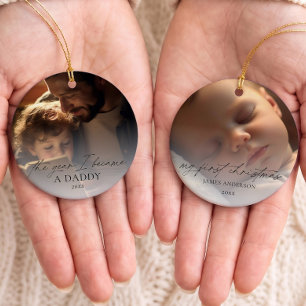 The Year I became a Daddy 2 Photo Baby Christmas Ceramic Ornament