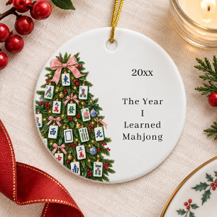 The Year I Learned Mahjong Christmas tree Ceramic Ornament